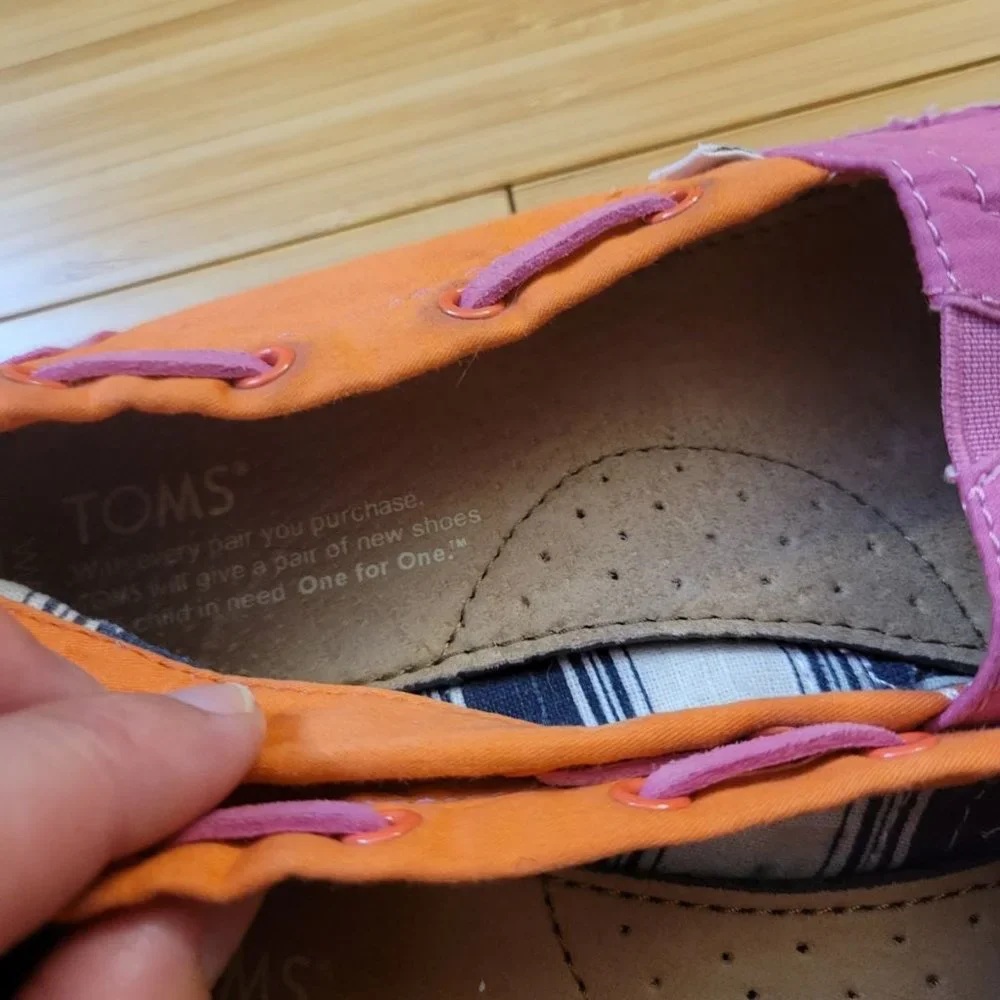 Toms pink and orange cloth flats - Picture 6 of 9